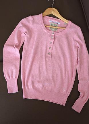 Пуловер поло на пуговицах с содержанием кашемира с латками в тон на локтях