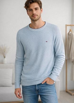 Tommy hilfiger чоловічий блакитний джемпер, m, бавовна