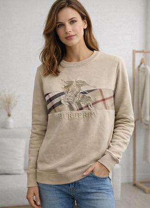 Світшот burberry з логотипом ekd, розмір s, бежевий котон