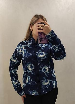 Флісова кофта на замку в принт троянди