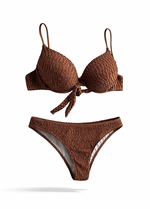 Стильний комплект купальника в коричневому кольорі.