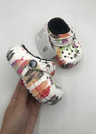 Утеплені дитячі крокси crocs classic lined clogs (206683-0c4) оригінал 30