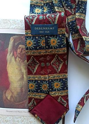🫀▪️100% шелк prinsiples шелковый винтажный галстук в принт ▪️🫀 винтаж цветочный геометрический принт цветы ретро красный цвет синий silk
