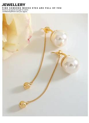 Сережки масивні намистини нержавіюча сталь stainless steel 2в1