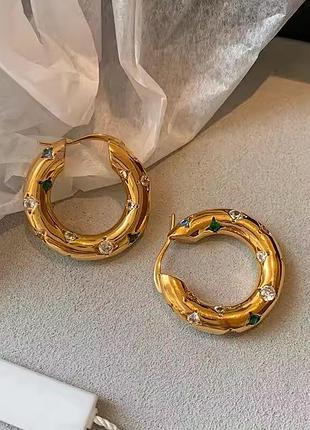 Серьги нержавеющая сталь stainless steel со вставками камушками