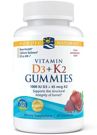 Витамины и минералы nordic naturals vitamin d3+k2 gummies, 60 желеек
