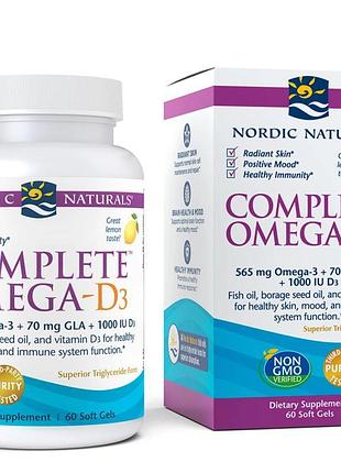 Жирні кислоти nordic naturals complete omega-d3, 60 капсул лимон