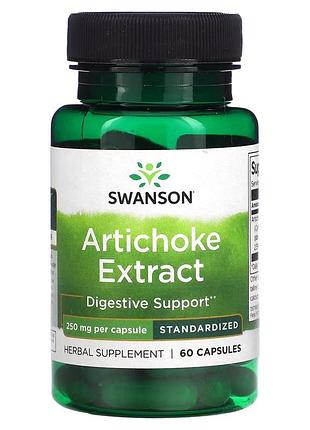 Экстракт листьев артишока swanson artichoke extract 250 mg, 60 капсул