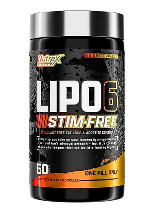 Жироспалювач nutrex research lipo-6 stim free, 60 капсул