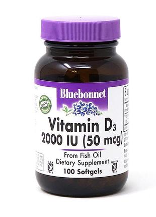 Вітаміни та мінерали bluebonnet vitamin d3 2000 iu, 100 капсул