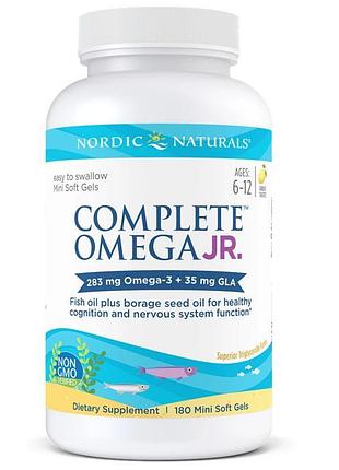 Жирні кислоти nordic naturals complete omega junior, 180 капсул — лимон