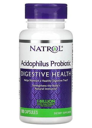 Пробиотики и пребиотики natrol acidophilus probiotic, 100 капсул