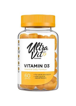 Вітамін d3 vplab ultravit vitamin d3 gummies, 60 желейок для підтримки кісток та зубів.