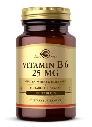 Вітаміни та мінерали solgar vitamin b6 25 mg, 100 таблеток