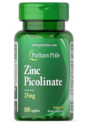Витамины и минералы puritan's pride zinc picolinate 25 mg, 100 каплет