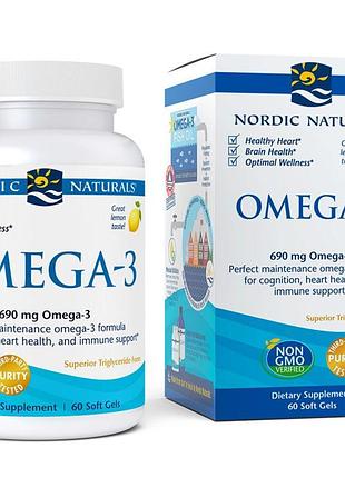Жирные кислоты nordic naturals omega-3, 60 капсул