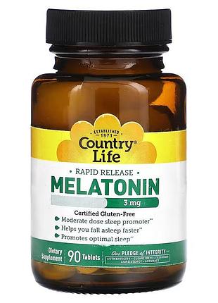 Мелатонін country life melatonin 3 mg, 90 таблеток для гарного сну