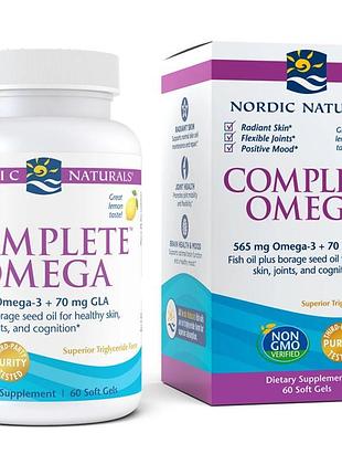 Жирні кислоти nordic naturals complete omega, 60 капсул — лимон