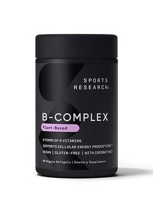 Комплекс витаминов группы b sports research vitamin b-complex, 60 капсул для поддержания энергии и нервной системы
