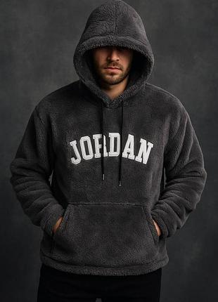 Чоловічий графітовий тедді худі плюшевий jordan