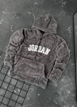 Чоловічий графітовий тедді худі плюшевий jordan