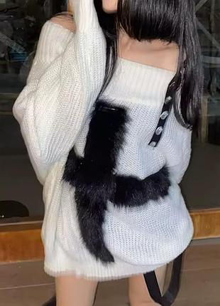 Светр оверсайз опіум з опущеними плечима туніка світшот y2k opium dollskill