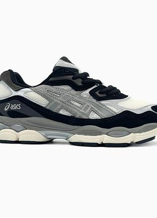 Чоловічі кросівки asics gel-nyc beige black brown асікс бежевого з чорним та коричневим кольорів