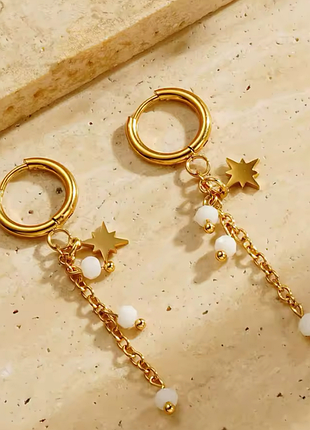 Сережки зірочки намистини нержавіюча сталь stainless steel
