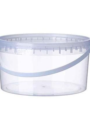Ведро пл. пищевое 3л (низкое) с гермет. крышкой и ручевой прозрачное тм елипс