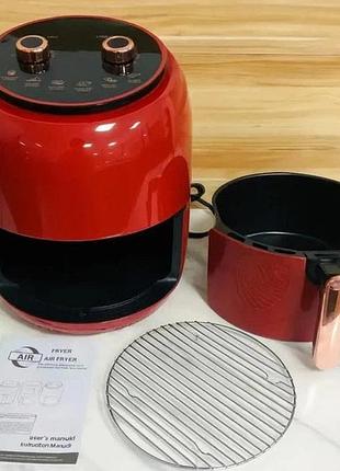 Электро фритюрница безмасляная rainberg rb-2318 3800вт с съёмной корзиной 8.5л до 30 мин red