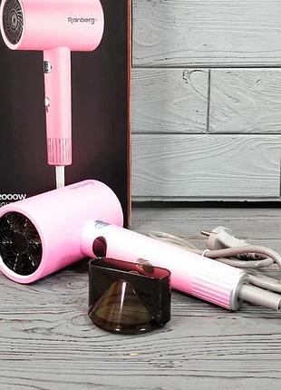 Профессиональный фен для волос с ионизацией rainberg rb-2253 2000вт pink