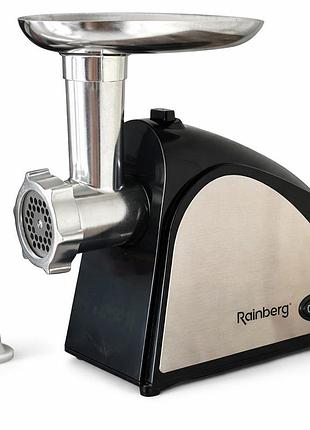Электрическая мясорубка rainberg rb-678 3000вт с насадкой для колбас шнековая электромясорубка