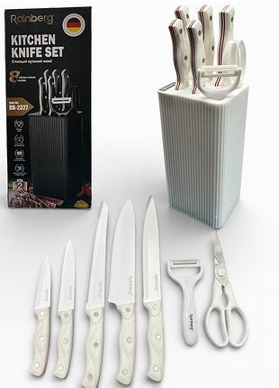 Набор ножей из нержавеющей стали с основанием rainberg rb-2327 white