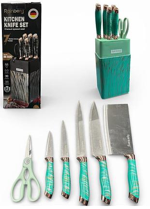 Набір ножів з нержавіючої сталі з основою rainberg rb-2326 green