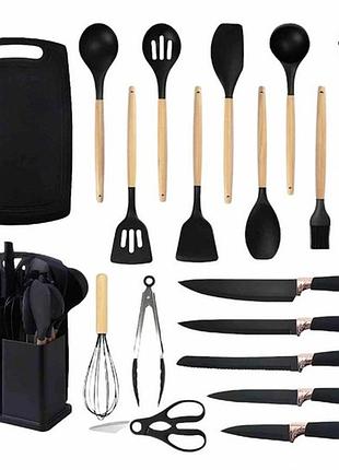 Набір кухонного приладдя на підставці rainberg rb-2289 black