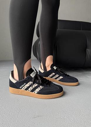 Женские кроссовки adidas spezial black leopard адедас черного с леопардовым цветами