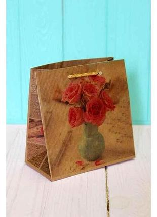 Пакет подарочный крафт 15,5*15,5*8см noпак чш-1054к тм упаковкин
