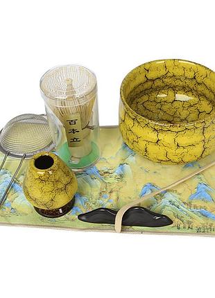 ★➚набір для чаю матчу mavanto 5424 7 предметів кераміка mustard чайний сервіз для медитації та релаксації dm-11