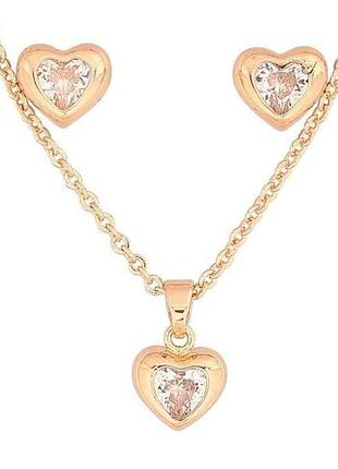 Набор позолота 18k серьги кулон на цепочке седечки с кристаллами 46,51см*1мм арт.295793 тм xuping