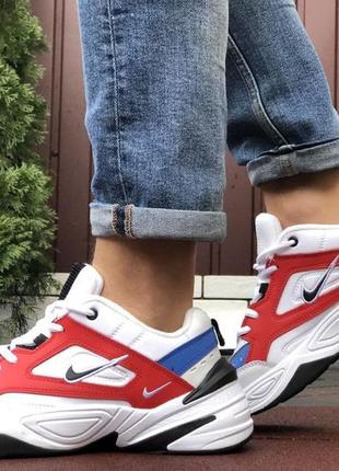 Р.44,45,46 кросівки nike m2k tekno (біло/червоно/сині)3 фото