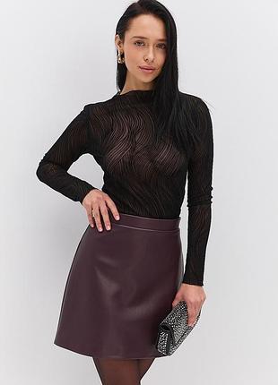 Акція бордова спідниця з екошкіри