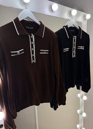 50% бавовна шоколадний турецький светр світер поло на ґудзиках з комірцем