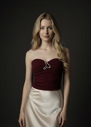 Топ-бандо бордо з металевою пряжкою, розмір s