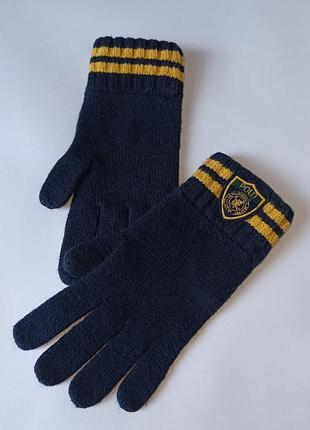 Вязаные детские перчатки polo ralph lauren, темно-синие.