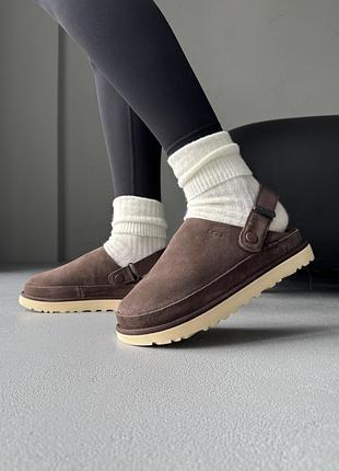 Женские зимние угги из натурального меха ugg goldenstar clog brown