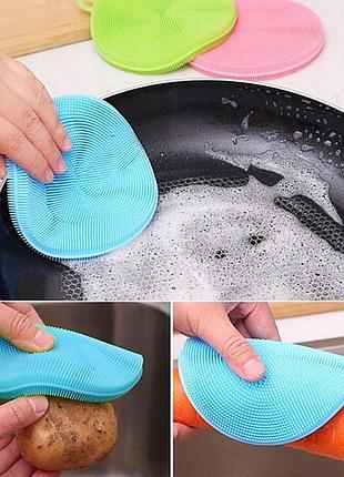 Губка мочалка прихватка для посуды силиконовая better sponge 4 в 1 фиолетовый