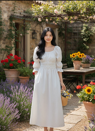 Хлопковое миди макси платье marks&spencer