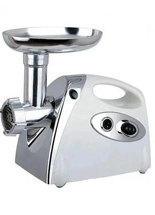 Мясорубка rainberg rb-675 3800w с соковыжималкой, электрическая с насадками для шинковки. цвет: белый