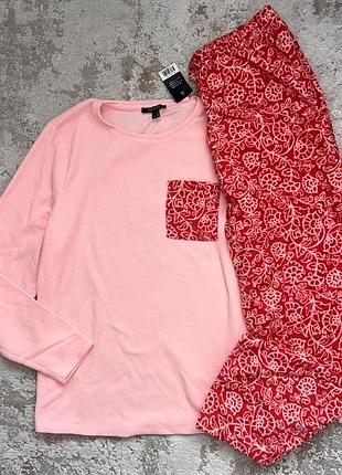 Флисовая теплая пижама. штаны прямого кроя. размер l