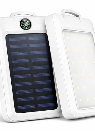 Умб power bank solar 18000 mah мобільне зарядне з сонячною панеллю та лампою, power bank charger white